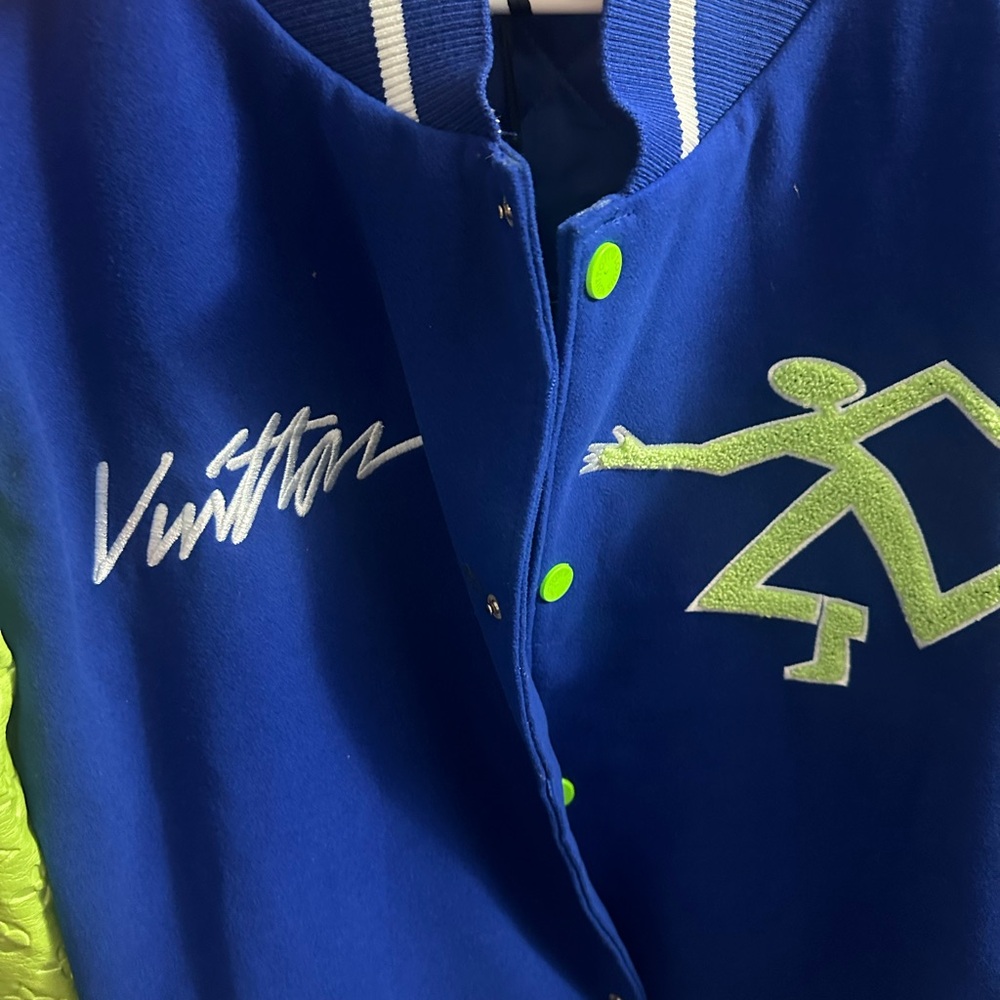 Louis Vuitton Blue and Neon Green Varsity Jacket